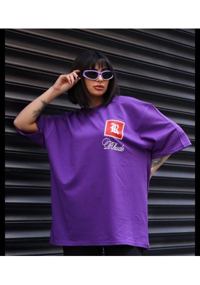 Flood Of Style Kadın Mor Monaco Oversize Bisiklet Yaka Tshirt