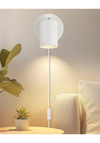 Riolight Modern1 Beyaz Hareketli Başlık Gün Işığı Fişli,kablolu,anahtarlı Metal Spot Ampül Dahil Beyaz
