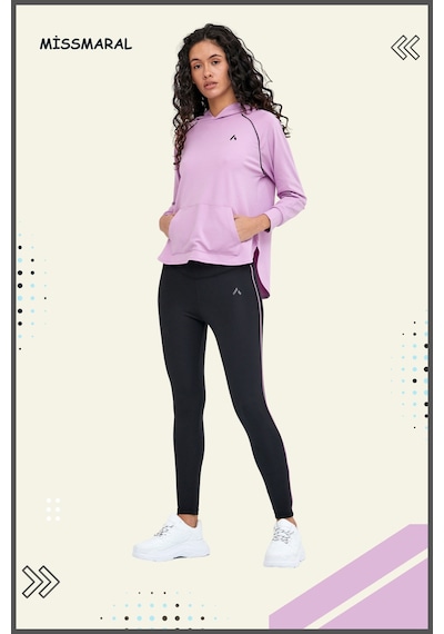 Kadın Taytlı Takım Spor Tunik & Tayt Dalgıç Kumaş Sports And Casual Lila Tracksuit 3060 Lila / Siyah