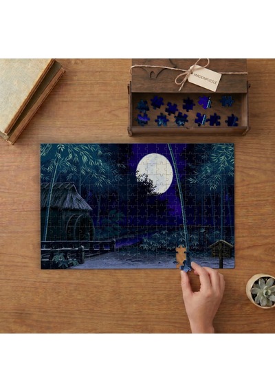 Ormanda Şirin Kulübe - Dolunay Tasarımı 240 Parça Ahşap Puzzle Ahşap Kutuda Mpy50212