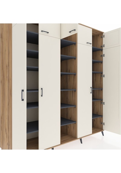 Kronos Dolap 18 Raflı 9 Kapaklı 220x59x243 Çam-aytaşı/antrasit Aytası/antrasıt