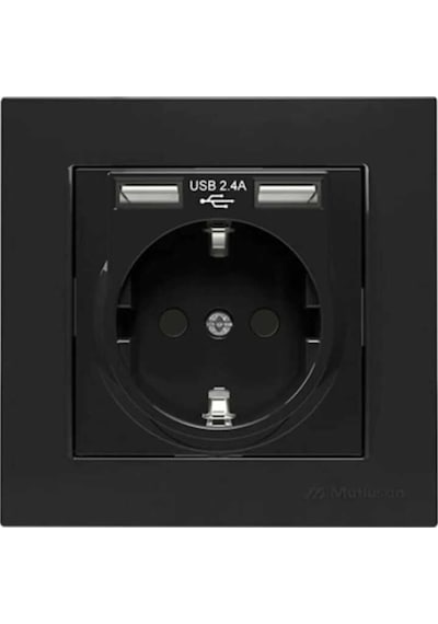 Mutlusan Rita İkili Usb li Topraklı Priz Siyah