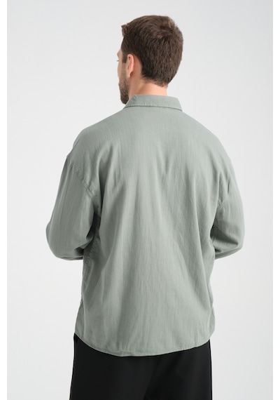 Redline Bond Keten Oversize Rahat Kalıp Premium Kumaş Basic Gömlek Haki
