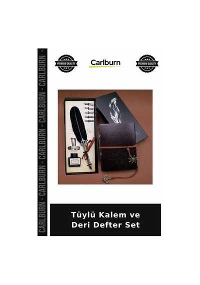 Tüylü Kalem Ve Deri Defter Set Dekoratif Ürün Ofis Hediyesi Yazı Gereci