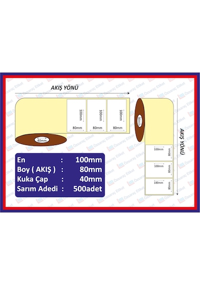 Özsaraç Etiket Eco Termal Etiket 100 x 100 MM 500'lü Sarım