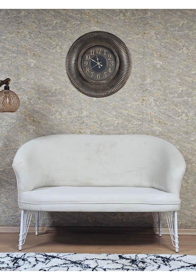 Zafir İkili Teddy Beyaz Boyalı Telli Ayak Çay Seti Koltuk İkili Berjer , Balkon, Salon, Ofis Krem