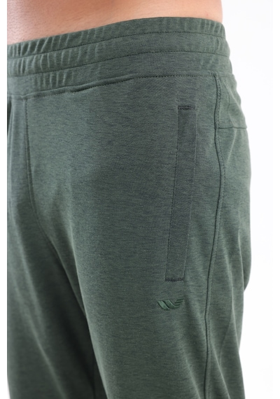 Rowinger Merserize Premium Dokulu Fermuarlı Cepli Düz Paça Erkek Spor Pantolon Eşofman Altı Haki