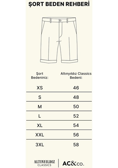 Ac&Co / Altınyıldız Classics Erkek Vızon Slim Fit Dar Kesim Yan Cepli Armürlü Şort
