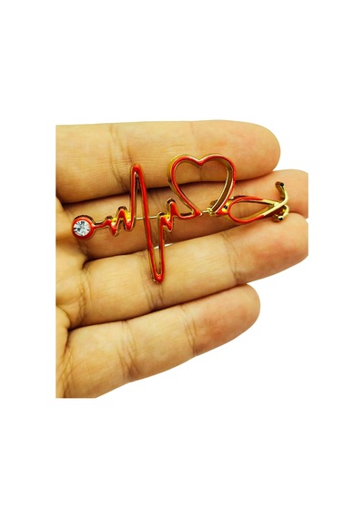 Kalp Ve Ekg Desenli Stetoskop Broş Çok Renkli 05997519
