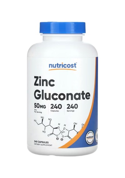 Nutricost Zinc Gluconate 240 Vegetarian Capsules 50mg - Glu...