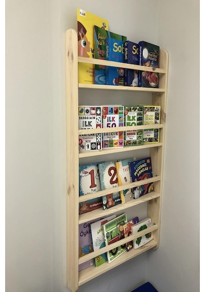 Ahşap Montessori Kitaplık Bebek Çocuk Odası Duvar Rafı 50 x 100 cm