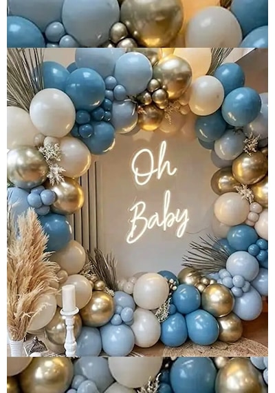 Beysüs Krom Gold Derin Okyanus Fırtına Mavisi Ve Sütlü Kahve Balon Zinciri 60 Adet Standart