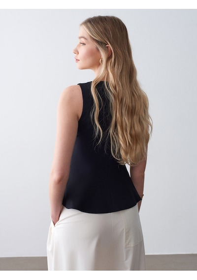 Dilvin 50544 Korse Peplum Bluz-siyah