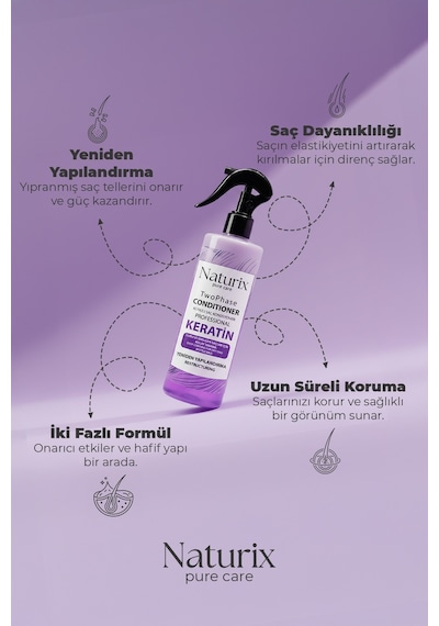 Ilgaz Naturix İki Fazlı Keratin Saç Bakım Fön Suyu 400 ML