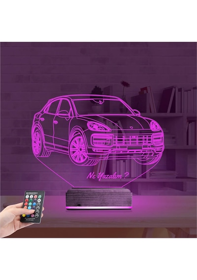 Luvivia Jeep Phosche Cayanne Kişiye Özel 3d Lamba - Masa Gece Lambası Şeffaf