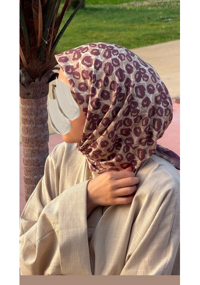 Qalortex Scarf Pamuklu Pera Desen Eşarp - Mürdüm