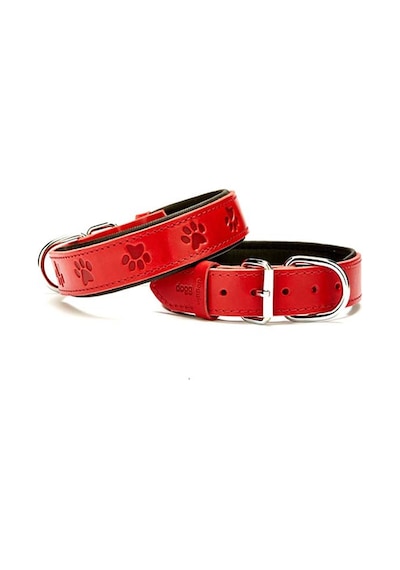 Doggie Comfort Deri Pati Desenli Köpek Boyun Tasması M Kırmızı 3.5 x 47-55 CM