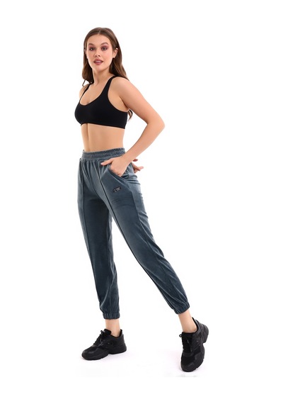 Winmoda34 Kadife Eşofman Jogger Petrol-yeşili