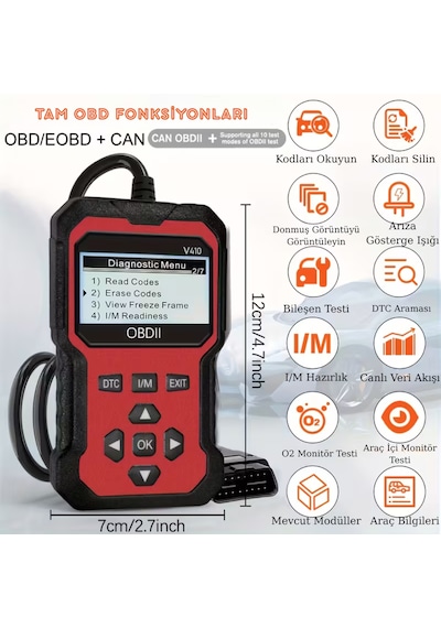 Arıza Tespit Cihazı Obd2 Araba Motor Hata Kodu Silme Tüm Araçlara Motor Lamba Söndürme Yeni Sürüm