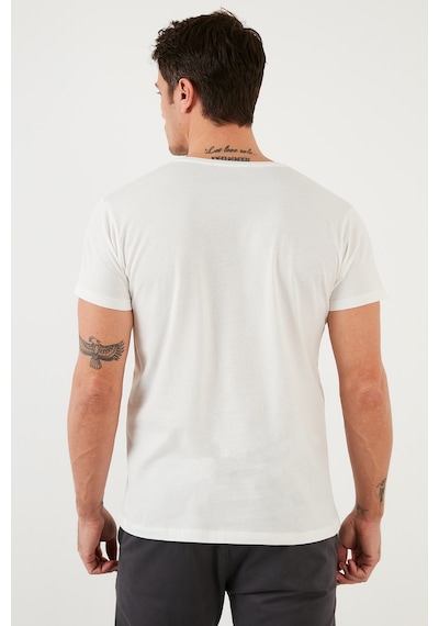 Buratti Baskılı Bisiklet Yaka Pamuklu Slim Fit Erkek T Shirt 541Dprtmnt24 Beyaz