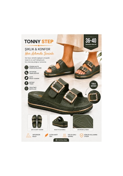Tonny Step Dubai 7 Hafif Şık Tek Parça Ortopedik Plaj & Günlük Terliği Kare Tokalı - Zümrüt Yeşili Tonny Step Dubai 7 Hafif Şık Tek Parça Ortopedik Plaj & Günlük Terliği Kare Tokalı - Zümrüt Yeşili