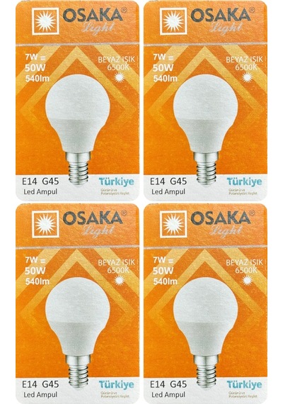4 Adet Osaka 7w 50w Beyaz Işık E14 Duylu İnce Duy Led Mini Ampul