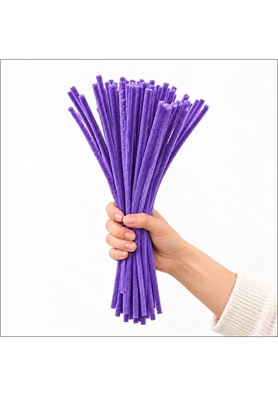 Şönil Çubuk 8 Mm Kalınlık 30 Cm Uzunluk, 100 Adet - Mor