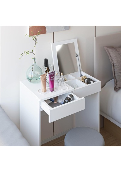 Dekorex Aynalı Makyaj Masası, 2 Çekmeceli, Beyaz, Mkj 101 70x42 Diğer