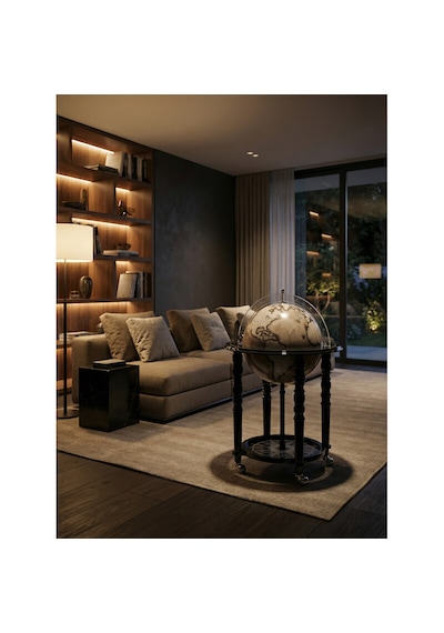 Zoffoli Elegance Noir Haritalı Dünya Bar Servis 58x93cm Çok Renkli