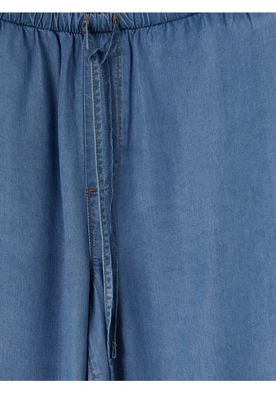 Lcw Comfort İndigo Beli Lastikli Wideleg Kadın Jean Pantolon