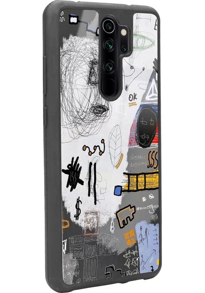 Xiaomi Redmi Note 8 Pro Matematik Tahtası Tasarımlı Glossy Telefon Kılıfı Siyah