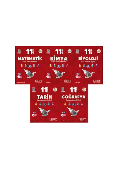 Limit 2027 11. Sınıf Matematik + Kimya + Biyoloji + Tarih + Coğrafya Konu Anlatım Föyleri Seti 5 Kitap Maarif Model