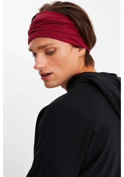 Butikgiz Erkek 4 Fonksiyonlu Koruyucu Pamuklu, Esnek, Terletmez, Bandana, Boyunluk, Maske - Tek Ebat / Bordo Bordo