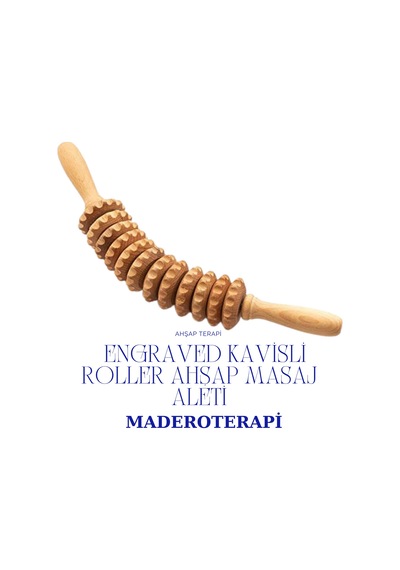 Maderoterapi Engraved Kavisli Roller Ahşap Masaj Aleti