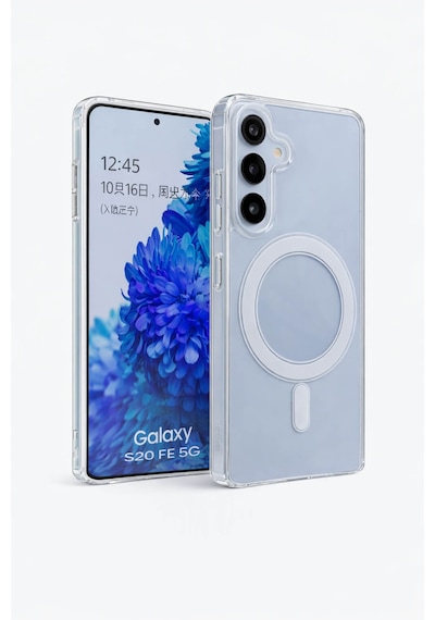 Samsung Galaxy S25 Uyumlu Kamera Korumalı Magsafe Wireless Şarj Özellikli Lüks Şeffaf Silikon Telefon Kılıfı