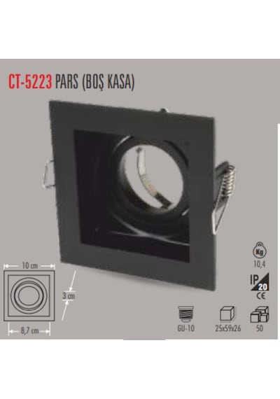 CT-5223 PARS KARE SİYAH SPOT(BOŞ KASA-6ADET) CATA