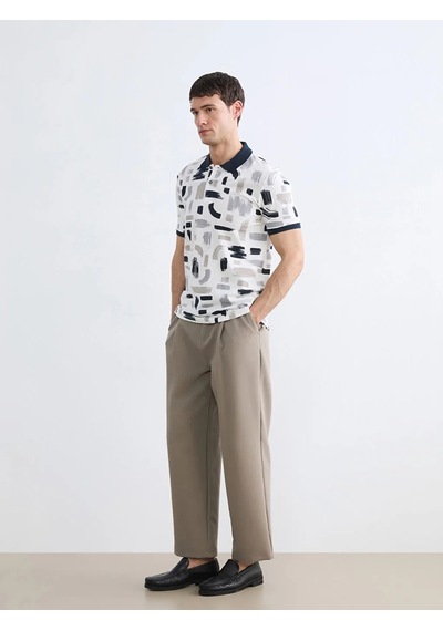 Lc Waikiki Lacivert Polo Yaka Desenli Pike Erkek Tişört