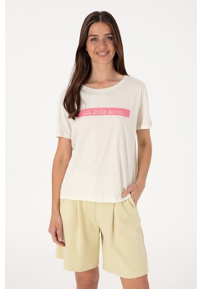 U.S. Polo Assn. Kadın Krem Bisiklet Yaka Tişört 50299669-VR071