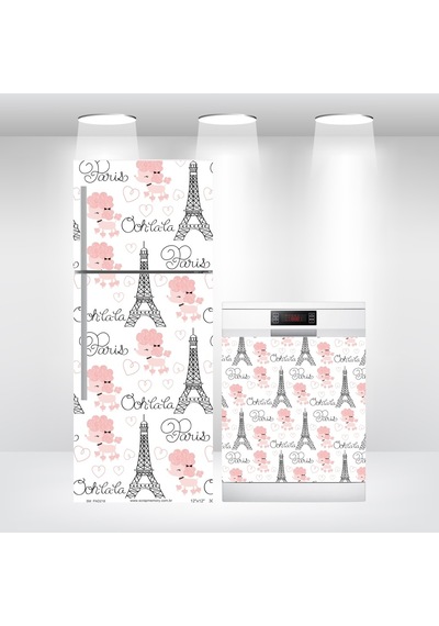 Buzdolabı Ve Bulaşık Makinesi Kapak Sticker Eyfel Köpek