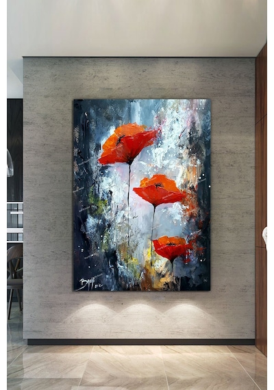 Gelincik Yağlıboya Görünümlü Dekoratif Sanatsal Kanvas Tablo 50 x 70