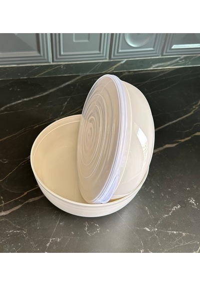2 Adet 2350 Ml Kapaklı Ve Kapaksız Chef Kase Seti 2 Parça krem