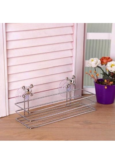 Banyo Organizeri - Çok Amaçlı Dörtgen Vantuzlu Gümüş