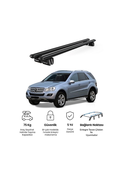 Pençe Mercedes-benz Ml Ara Atkı W164 2005-2011 Uyumlu Siyah Ara Atkı Port Bagaj Tavan Barı