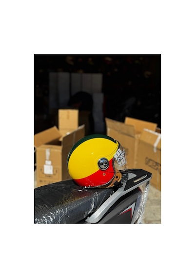 Nero Retro Motosiklet Kask - Ece Sertifikalı Kırmızı