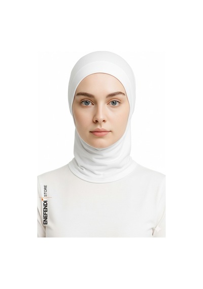 Nf Nd Enefendi Boyunluklu Spor Bone Beyaz Tesettür Hijab Geçmeli Hazır Bone Rahat Ve Şık Penye Kullanım