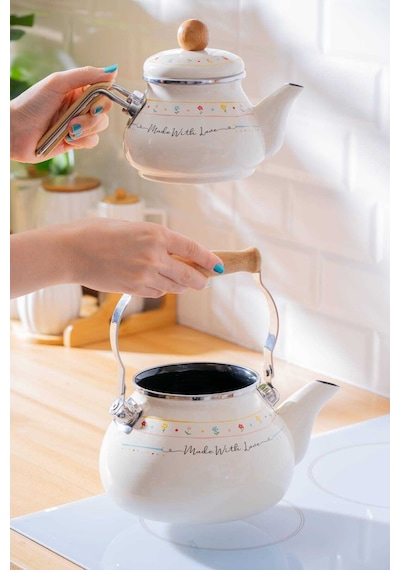 Made With Love Emaye Çaydanlık Takımı Çok Renkli