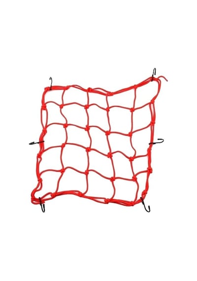 Kırmızı 40x40 Cm Motosiklet Elastik Kask Halat Kablosu Bagaj  Bungee Net -
