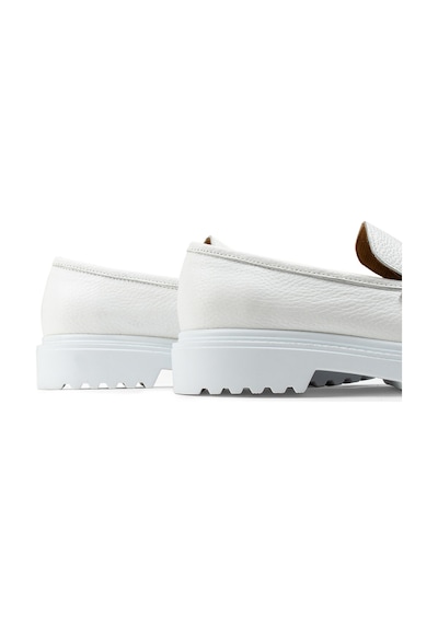 Deery Hakiki Deri Beyaz Tokalı Loafer Kadın Ayakkabı - 01902zbyzp01 Beyaz