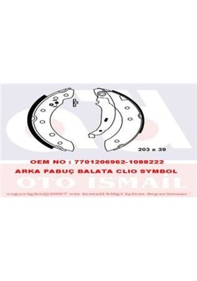 Hattat-hema 3031372 Arka Pabuç Balata P106 P206 P306 Saxo Clio Iı Symbol Thalia Lgn Twingo Logan 04 Sandero 08 7701206962 4241j1