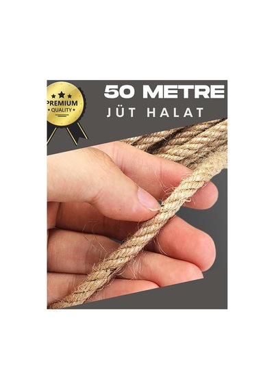 6 Mm 50 Metre Jüt Halat Dekoratif Hasır İp Urgan Süs Evimdeyokyok